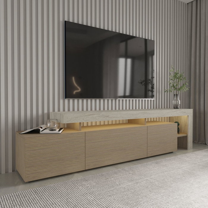 Hanah Home Soporte para TV Beliz - Travertino, Warm Oak